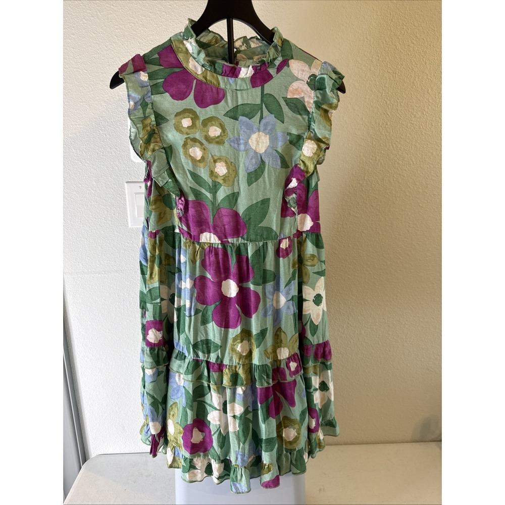 Jodifl Women's Floral Multicolored Tiered‎ Mini Dress Size Small